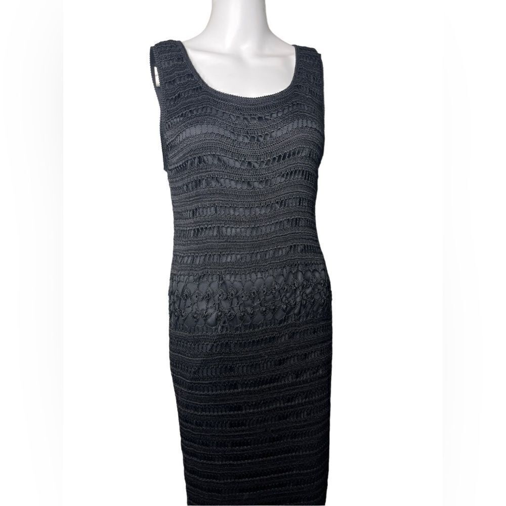 Chico's Design Crochet Overlay Maxi Dress Black Size 3 - Picture 2 of 4